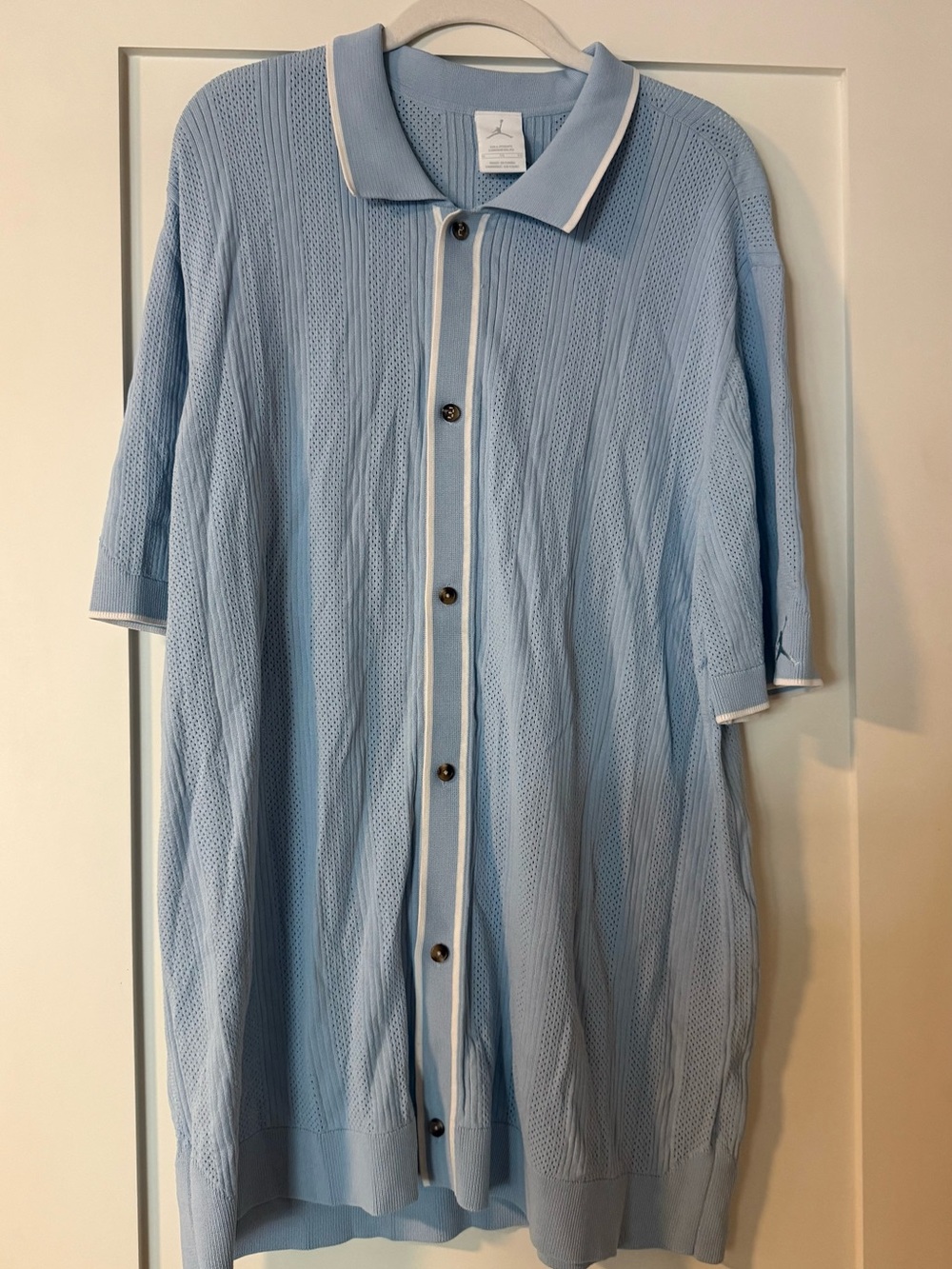 Air Jordan Sport Knit Button-Down Golf Top shirt 'Light Armory Blue'